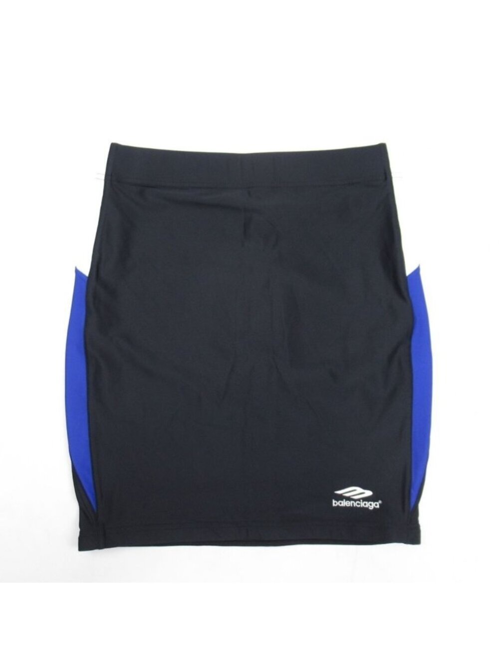 Balenciaga High Tension Knit Mini Skirt Fitted Logo Embroidery Black White 36